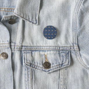 Badge Rond 2,50 Cm Effet de filetage Arrière - plan bleu Motif floral
