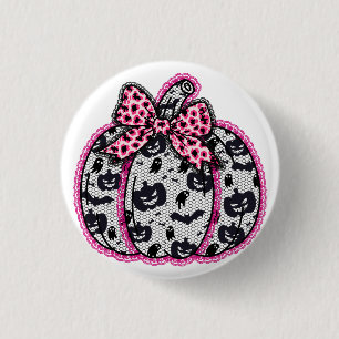 Badge Rond 2,50 Cm Éffrayant Lace Halloween Citrouille Coquette