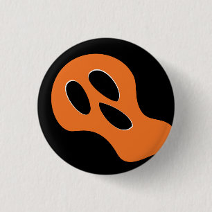 Badge Rond 2,50 Cm Éffrayant noir et orange fantôme effrayant visage