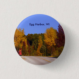 Badge Rond 2,50 Cm Egg Harbour, WI automne saison avec chariot