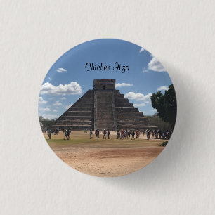 Badge Rond 2,50 Cm EL Castillo - Chichen Itza, bouton du Mexique #2