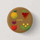 Badge Rond 2,50 Cm Elégance dorée Fruit Floral moderne (Devant)
