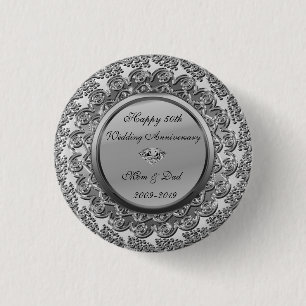Badge Rond 2,50 Cm Élégant diamant argent 50e anniversaire de mariage