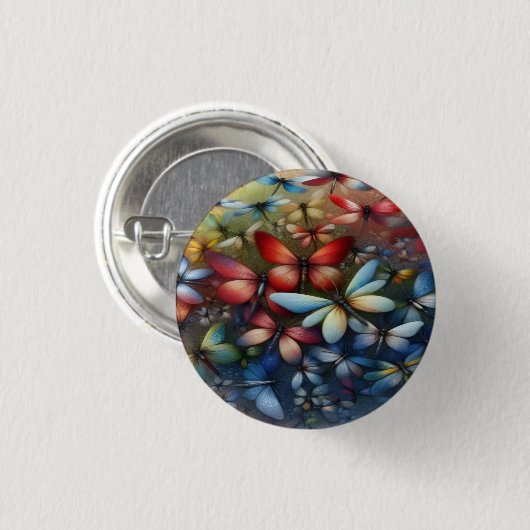 Badge Rond 2,50 Cm Elegant Dragonflies Button (Devant & derrière)