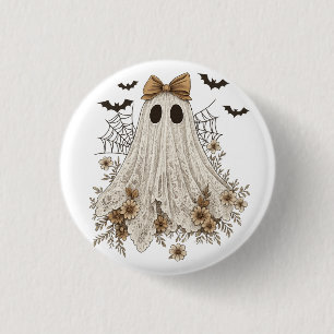 Badge Rond 2,50 Cm Elégant Fantôme de dentelle avec Bow   Fantôme flo