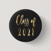 Badge Rond 2,50 Cm Elégant Faux Gold Script Classe de Noir 2021 (Devant)