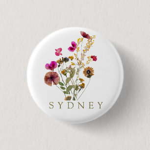 Badge Rond 2,50 Cm Élégant Fleur sauvage floral Boho