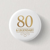 Badge Rond 2,50 Cm Elégant Gold 80th & Legendary Birthday (Devant)