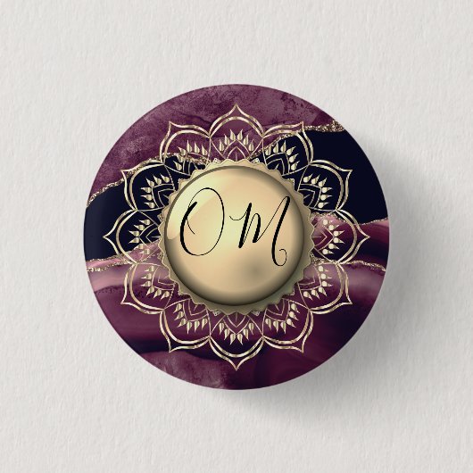 Badge Rond 2,50 Cm Élégant marbre OM Mandala (Devant)