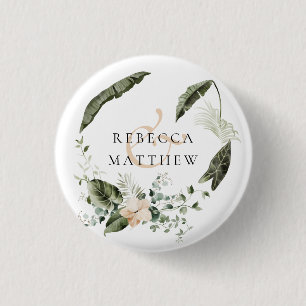 Badge Rond 2,50 Cm Élégant Mariage Floral Bohème de Verdure