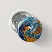 Badge Rond 2,50 Cm Élégant Monogramme bleu or (Devant & derrière)