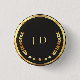 Badge Rond 2,50 Cm Elégant Personnalisé Noir et Or