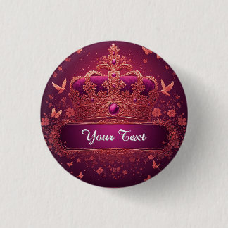 Badge Rond 2,50 Cm Elegant Pink Crown With Gold Embellishments