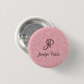 Badge Rond 2,50 Cm Elégant Rose Parties scintillant or look Monogramm (Devant & derrière)