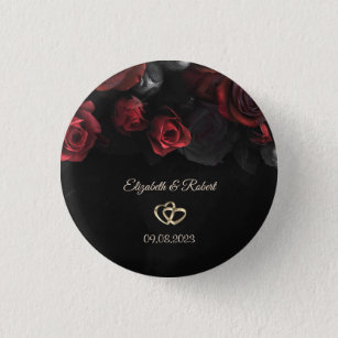 Badge Rond 2,50 Cm Élégant rouge Roses Mariage gothique