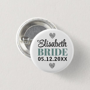 Badge Rond 2,50 Cm Élégant script moderne Parties scintillant Coeurs 