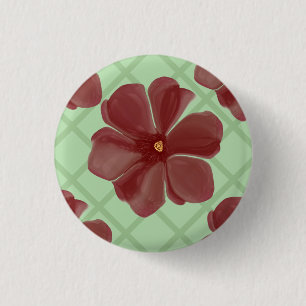 Badge Rond 2,50 Cm Élégant treillis floral bordeaux et vert sauge Pat