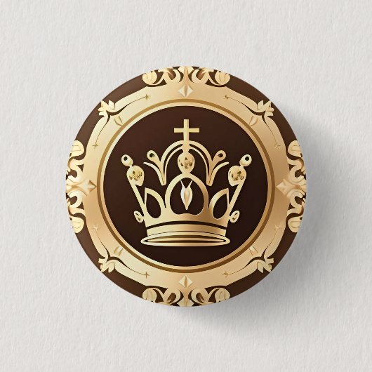 Badge Rond 2,50 Cm Elégante Couronne d'or (Devant)