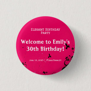 Badge Rond 2,50 Cm Élégante fête d'anniversaire Accueil Piédestal
