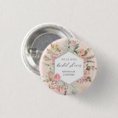 Badge Rond 2,50 Cm Élégante Fête des mariées florale Bohème Blush (Devant & derrière)