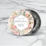 Badge Rond 2,50 Cm Élégante Fête des mariées florale Bohème Blush<br><div class="desc">Notre collection "Bohemian Elegant Floral" présente de beaux flancs turquoises clairs et brillants avec un feuillage sec sur différents arrière - plans pastel jumelé à un script élégant pour toutes vos informations personnelles. Nous sommes heureux que vous allez aimer mélanger et mettre en correspondance différents éléments de cette collection. Consultez...</div>