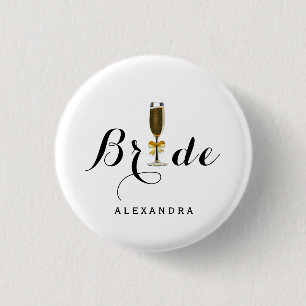 Badge Rond 2,50 Cm Élégante mariée de verre de Champagne