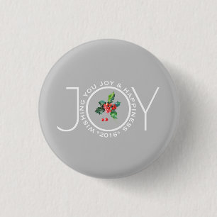 Badge Rond 2,50 Cm Élégante Mistletoe de Noël & Texte Joy Modèle