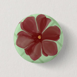 Badge Rond 2,50 Cm Élégante patte de treillis florale bordeaux et ver