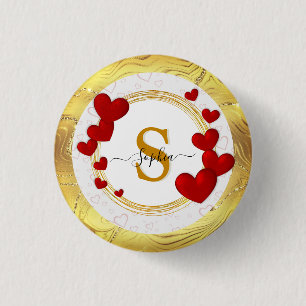 Badge Rond 2,50 Cm Élégantes Saint-Valentin, Amour, Mariage Anniversa