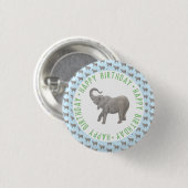 Badge Rond 2,50 Cm Élémentaire éléphant bleu clair Anniversaire (Devant & derrière)