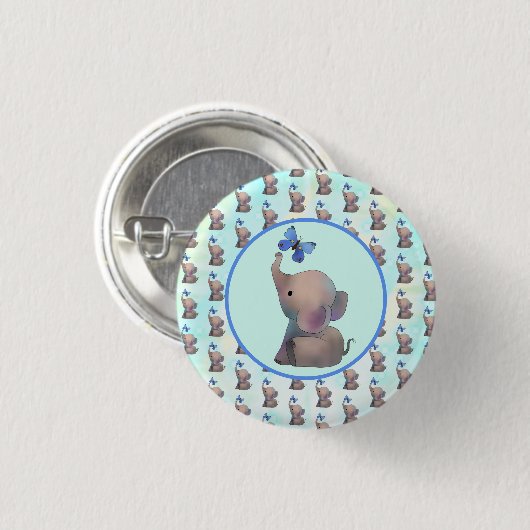 Badge Rond 2,50 Cm Éléphant avec papillon (Devant & derrière)