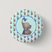 Badge Rond 2,50 Cm Éléphant avec papillon (Devant)