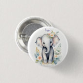 Badge Rond 2,50 Cm Eléphant bébé en floraison (Devant & derrière)
