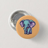 BADGE ROND 2,50 CM ÉLÉPHANT DE CARTOON (Devant & derrière)
