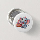 Badge Rond 2,50 Cm Éléphant Mignon 7ème Anniversaire (Devant & derrière)