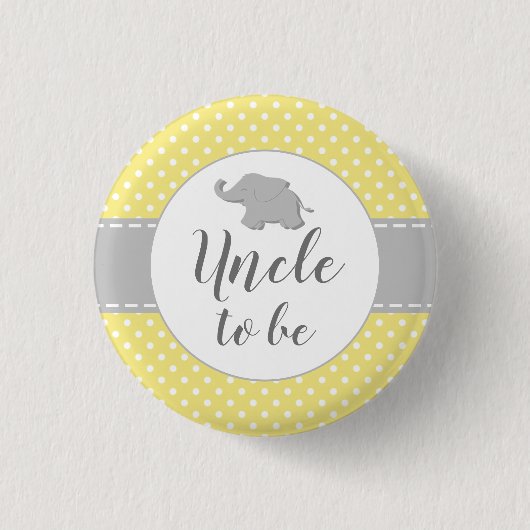Badge Rond 2,50 Cm Eléphant mignon Baby shower Jaune Oncle à être (Devant)