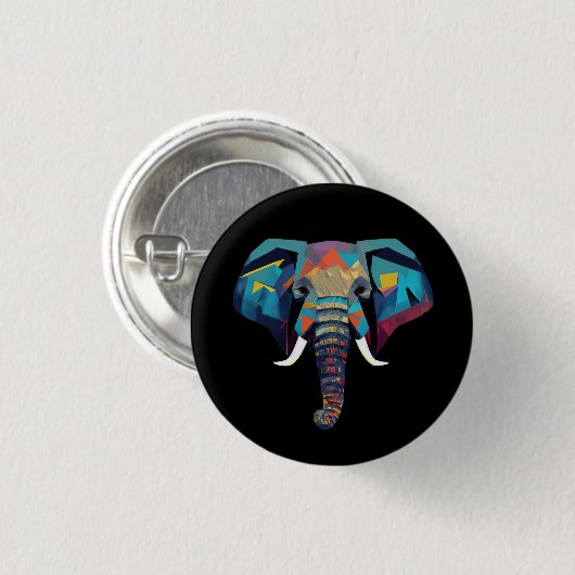 Badge Rond 2,50 Cm Eléphant mignon faible poly illustration (Devant & derrière)