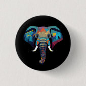 Badge Rond 2,50 Cm Eléphant mignon faible poly illustration (Devant)
