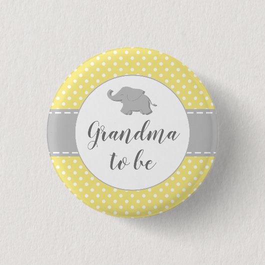 Badge Rond 2,50 Cm Élévation Bébé Jaune Grand-mère Éléphant (Devant)
