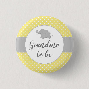 Badge Rond 2,50 Cm Élévation Bébé Jaune Grand-mère Éléphant