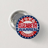 Badge Rond 2,50 Cm Elizabeth Warren, présidente (Devant & derrière)