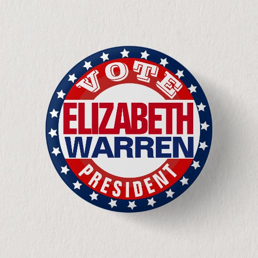 Badge Rond 2,50 Cm Elizabeth Warren, présidente (Devant)