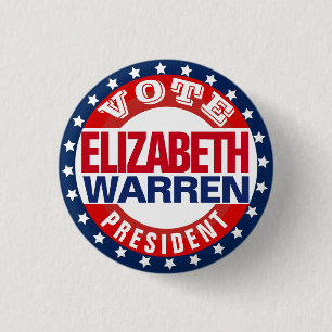 Badge Rond 2,50 Cm Elizabeth Warren, présidente