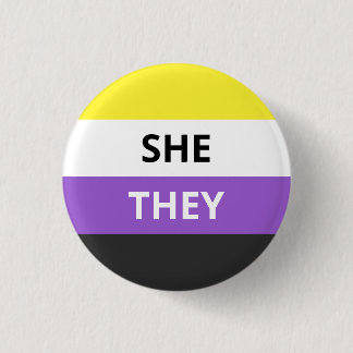 Badge Rond 2,50 Cm Elle/Elle porte un insigne non binaire