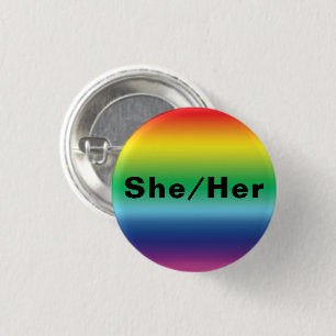 Badge Rond 2,50 Cm Elle, Elle, Pronononouns Lgbtq Pride Arc-en-ciel C