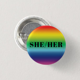 Badge Rond 2,50 Cm Elle, Elle, Pronouns Lgbtq Lgbt Pride Couleurs arc