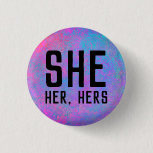 Badge Rond 2,50 Cm Elle, elle, ses pronounouns