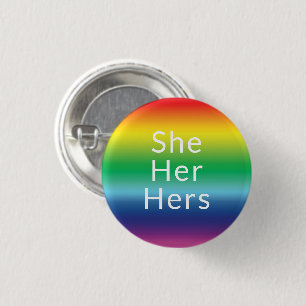 Badge Rond 2,50 Cm Elle, Elle, Ses Pronouns Lgbtq Lgbt Pride Arc En C