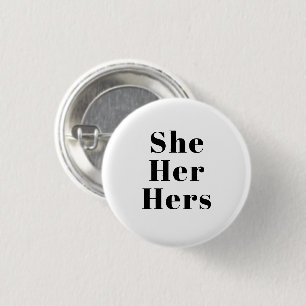Badge Rond 2,50 Cm Elle, Elle, Son noir blanc sexe Pronouns Lgbtq
