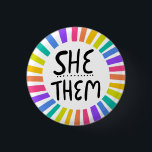 Badge Rond 2,50 Cm ELLE / EUX Pronounounounes Rainbow Handlettered Pr<br><div class="desc">Décorez votre tenue avec ce bouton d'art cool. Ça fait un grand cadeau ! Vous pouvez le customiser,  modifier les couleurs arrière - plans et ajouter du texte. Consultez ma boutique pour plus de couleurs et de motifs ! Faites-moi savoir si vous aimeriez quelque chose de personnalisé aussi.</div>